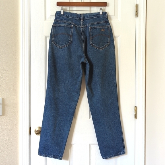 Chic 80's Vintage Dark Wash High Waisted Relaxed Fit Tapered Leg Mom Jeans 14 - Picture 4 of 13